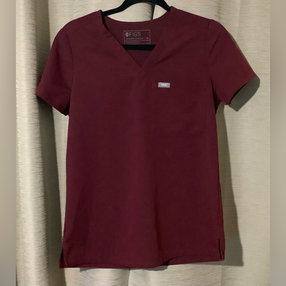 Figs Scrub Burgandy Catarina Womens Top